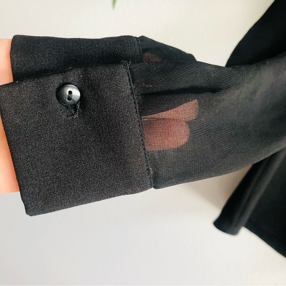 Storee Black Sheer Long Sleeves Button-Up Blouse Small - Picture 9 of 9